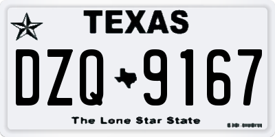 TX license plate DZQ9167