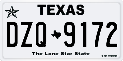 TX license plate DZQ9172