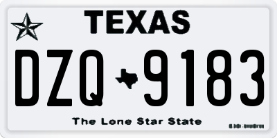TX license plate DZQ9183
