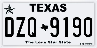 TX license plate DZQ9190