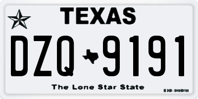 TX license plate DZQ9191