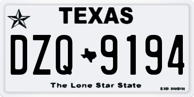 TX license plate DZQ9194