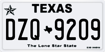 TX license plate DZQ9209