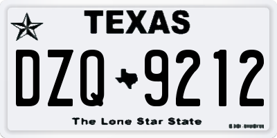 TX license plate DZQ9212