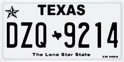 TX license plate DZQ9214