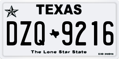 TX license plate DZQ9216