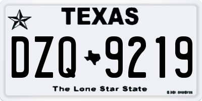 TX license plate DZQ9219
