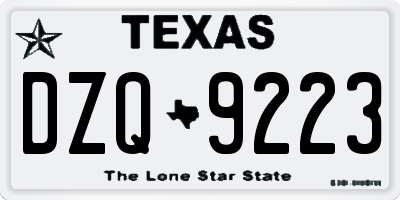 TX license plate DZQ9223