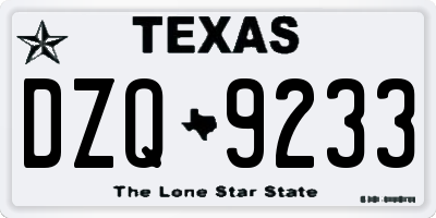 TX license plate DZQ9233