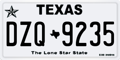 TX license plate DZQ9235