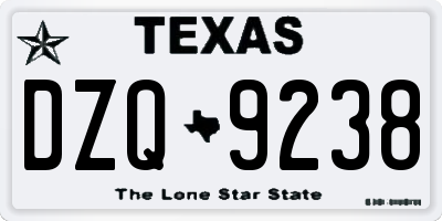TX license plate DZQ9238