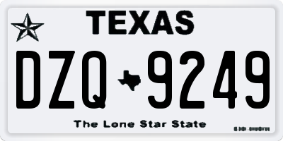 TX license plate DZQ9249