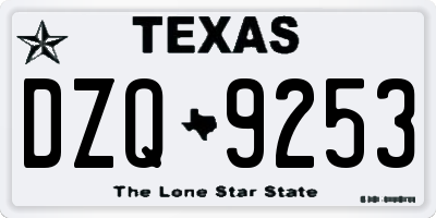 TX license plate DZQ9253