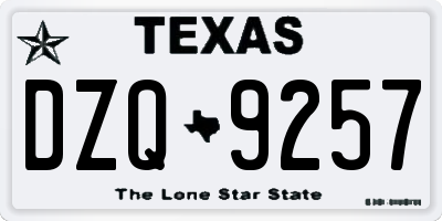 TX license plate DZQ9257