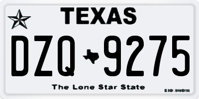 TX license plate DZQ9275
