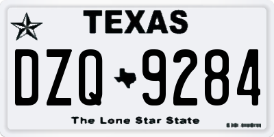 TX license plate DZQ9284