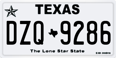 TX license plate DZQ9286