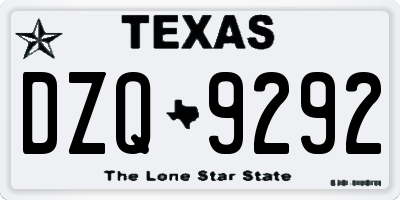 TX license plate DZQ9292