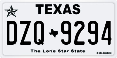TX license plate DZQ9294