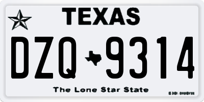 TX license plate DZQ9314