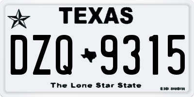 TX license plate DZQ9315