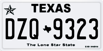 TX license plate DZQ9323