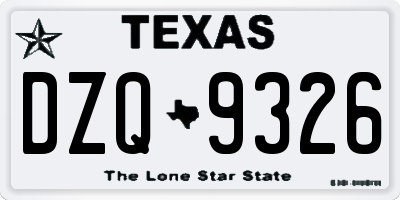 TX license plate DZQ9326