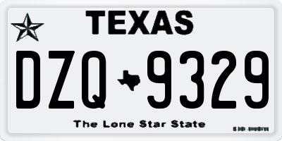 TX license plate DZQ9329
