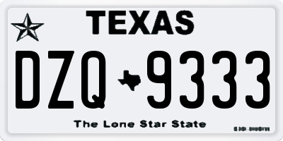 TX license plate DZQ9333