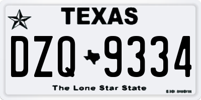 TX license plate DZQ9334