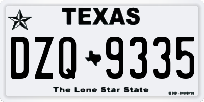 TX license plate DZQ9335