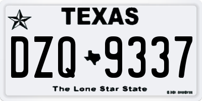 TX license plate DZQ9337
