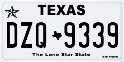 TX license plate DZQ9339