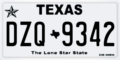 TX license plate DZQ9342