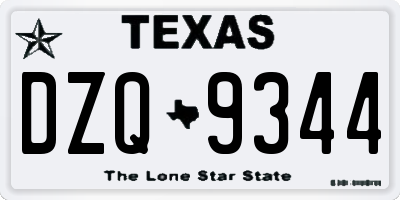 TX license plate DZQ9344