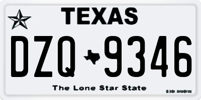 TX license plate DZQ9346