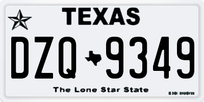 TX license plate DZQ9349