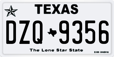 TX license plate DZQ9356