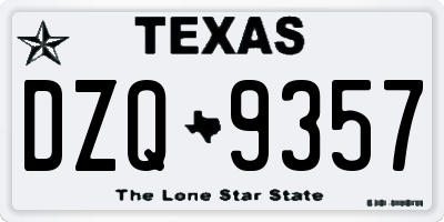 TX license plate DZQ9357