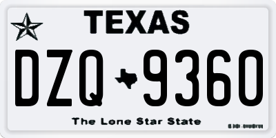 TX license plate DZQ9360