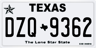 TX license plate DZQ9362