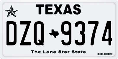 TX license plate DZQ9374