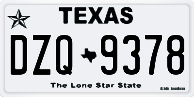 TX license plate DZQ9378
