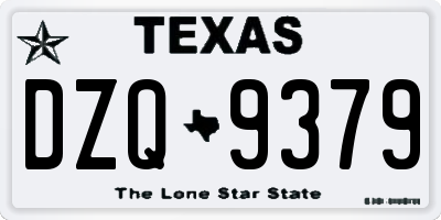TX license plate DZQ9379