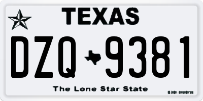 TX license plate DZQ9381