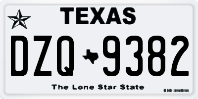 TX license plate DZQ9382