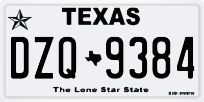 TX license plate DZQ9384
