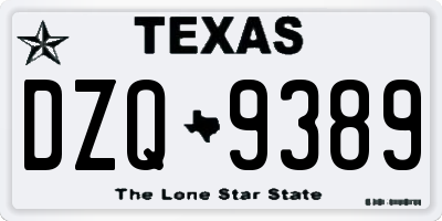 TX license plate DZQ9389