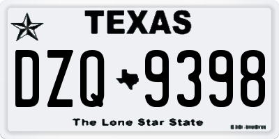 TX license plate DZQ9398