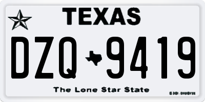TX license plate DZQ9419